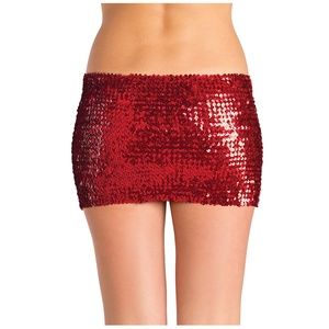 red sequin mini skirt
